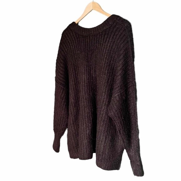 NWT Free People Blue Bell Sweater Oversized Chunky Knit Black Jumper Size Medium - Picture 9 of 15
